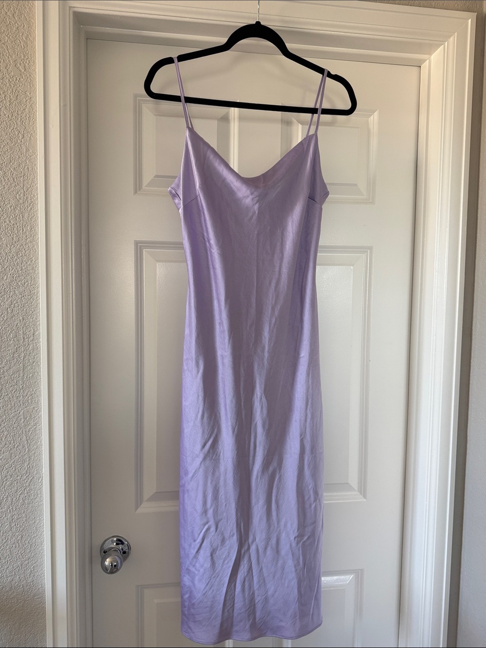 Express Lilac Slip Midi Dress with Spaghetti Straps
